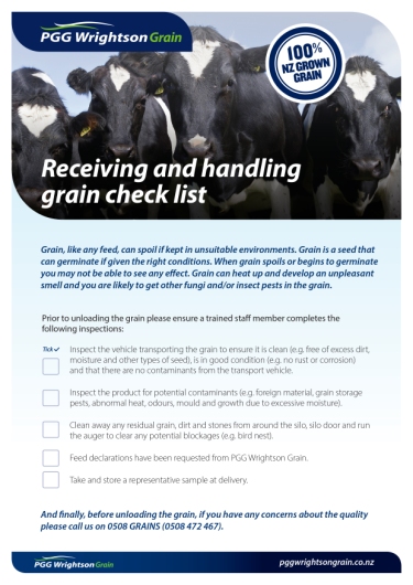 Receiving and handling grain checklist